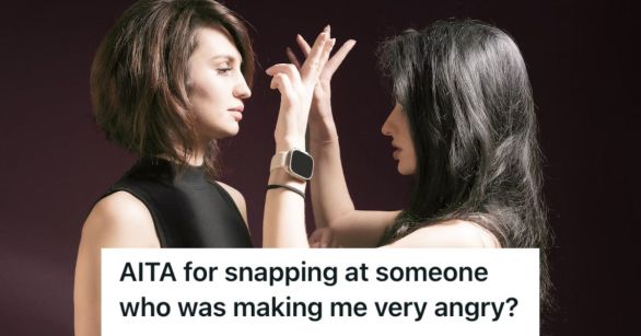 Two women arguing with one making hand gestures at the other