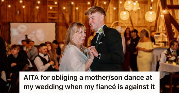 Mother and groom dancing at wedding