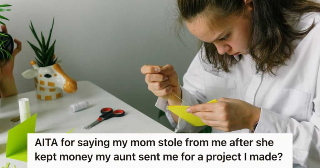 Teenage girl sewing and doing an arts and crafts project