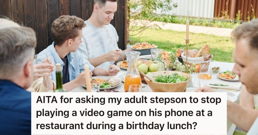 Family having outdoor lunch