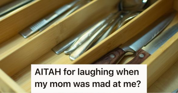 Open cutlery drawer with knives and spoons