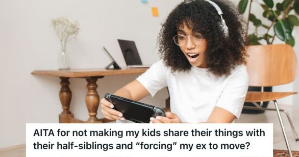 Woman palying Nintendo Switch with headphones on