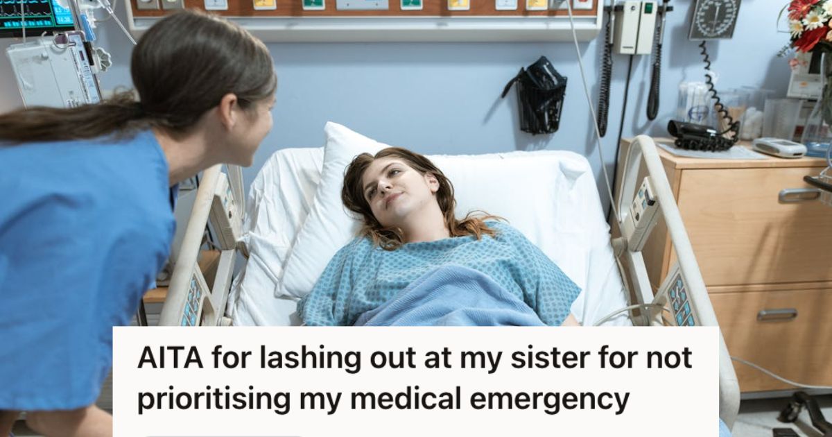 Woman in a hospital bed talking to a nurse