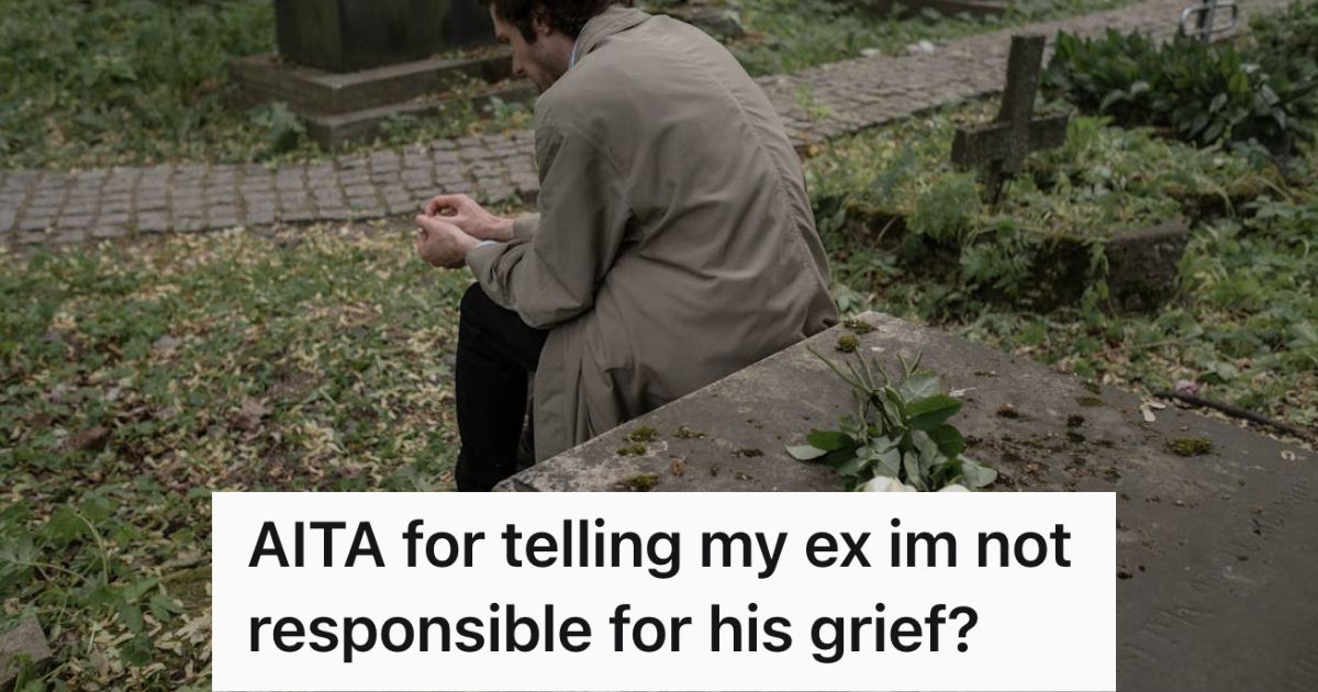 Man sitting by a grave