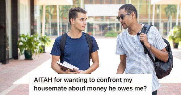 Two college men talking to each other