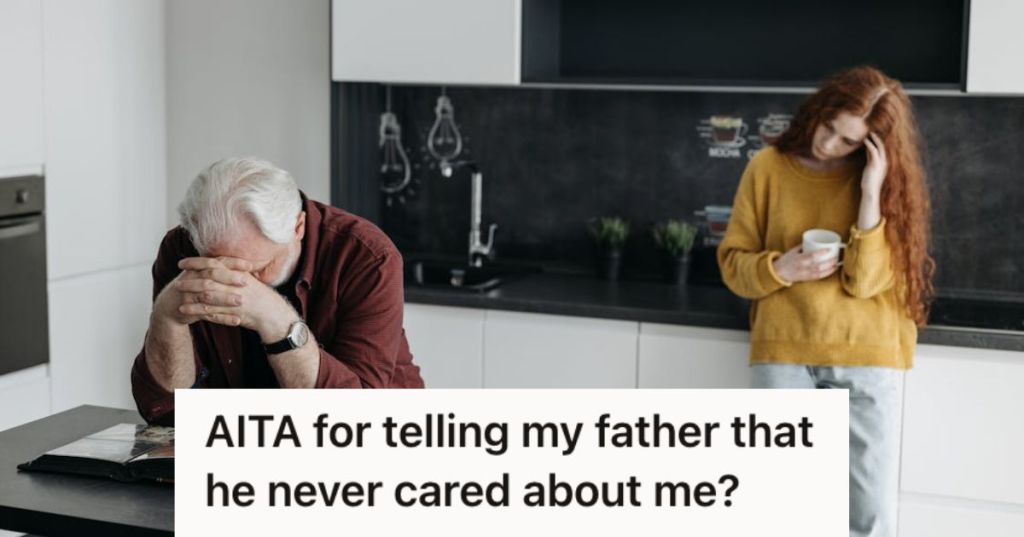 Woman talking to a senior man about a serious matter while holding a cup of coffee