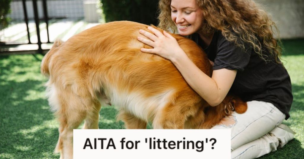 Woman playing with his dog on the grass