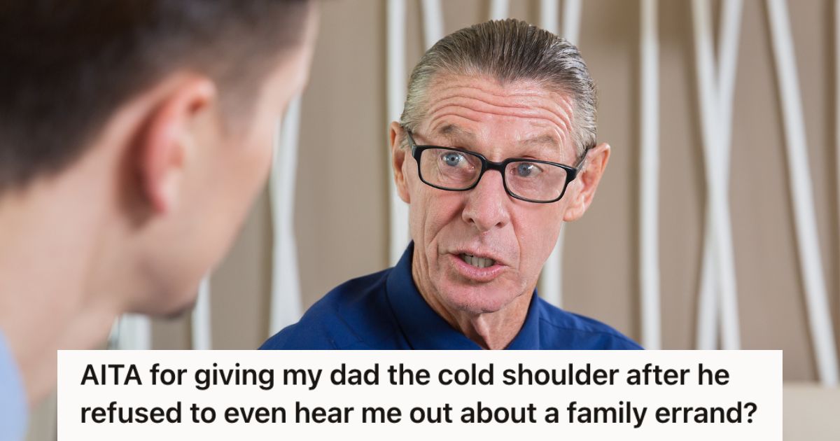 Adult Son Tried To Explain Why He Couldnt Go With His Cousin To The Hospital, But He Got Shut Down Before He Could Even Finish His Sentence Senior man talking to another person