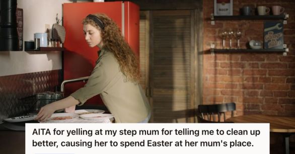 Teenage girl cleaning the kitchen