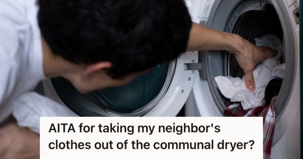 Man taking out the clothes from the washing machine