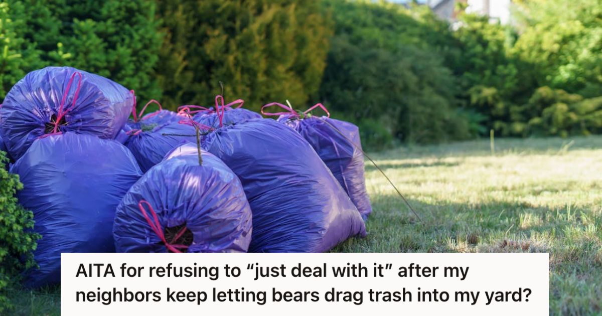 A pile of trash bags on the yard