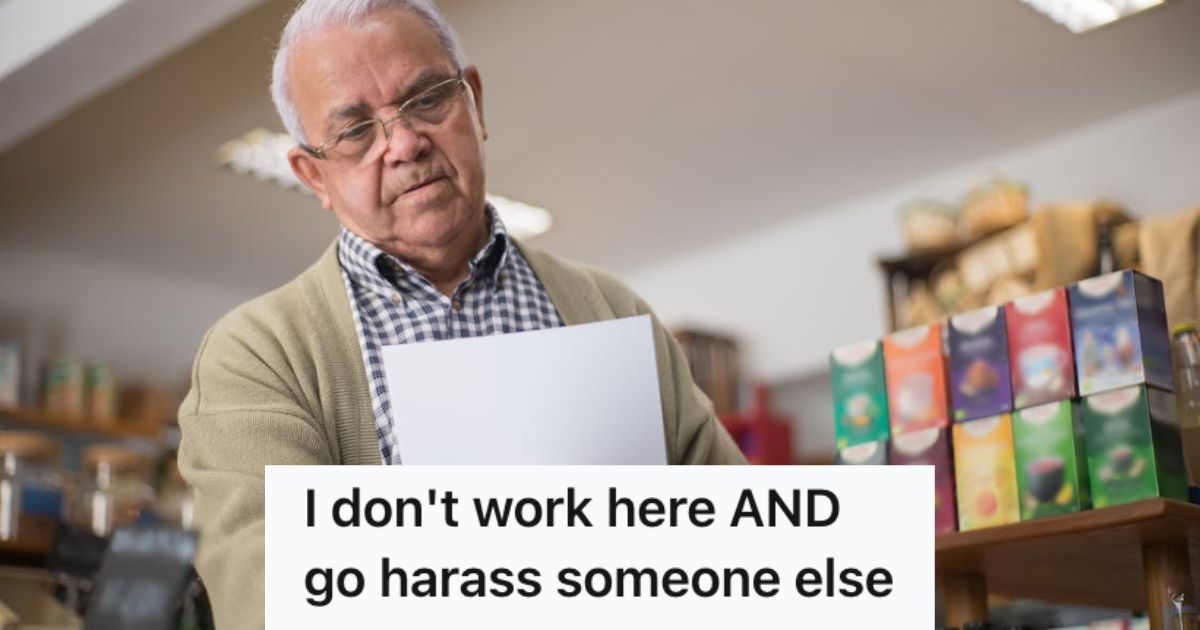 Old man doing some grocery shopping with his shopping list
