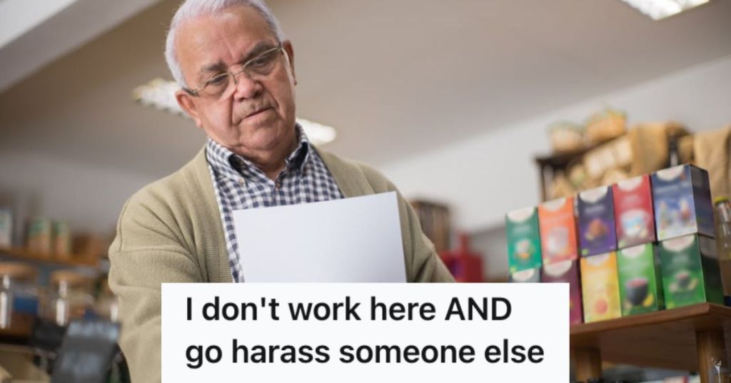 Old man doing some grocery shopping with his shopping list