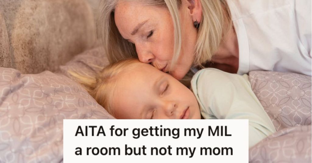 Grandmother kissing her sleeping granddaughter