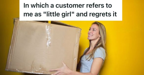 Woman carrying a bix box