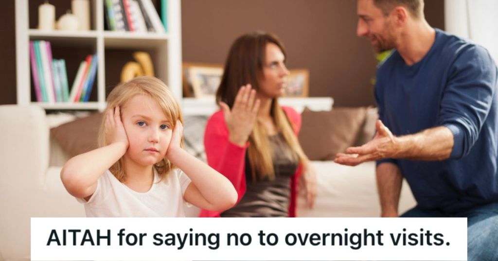 Husband and wife arguing while little girl is covering her ears