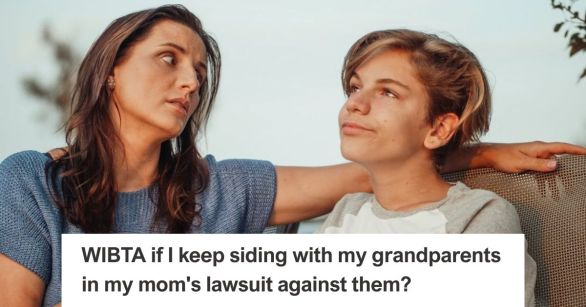 Mom talking to her son who isn't listening