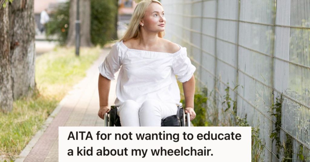 Woman in a wheelchair strolling outdoors