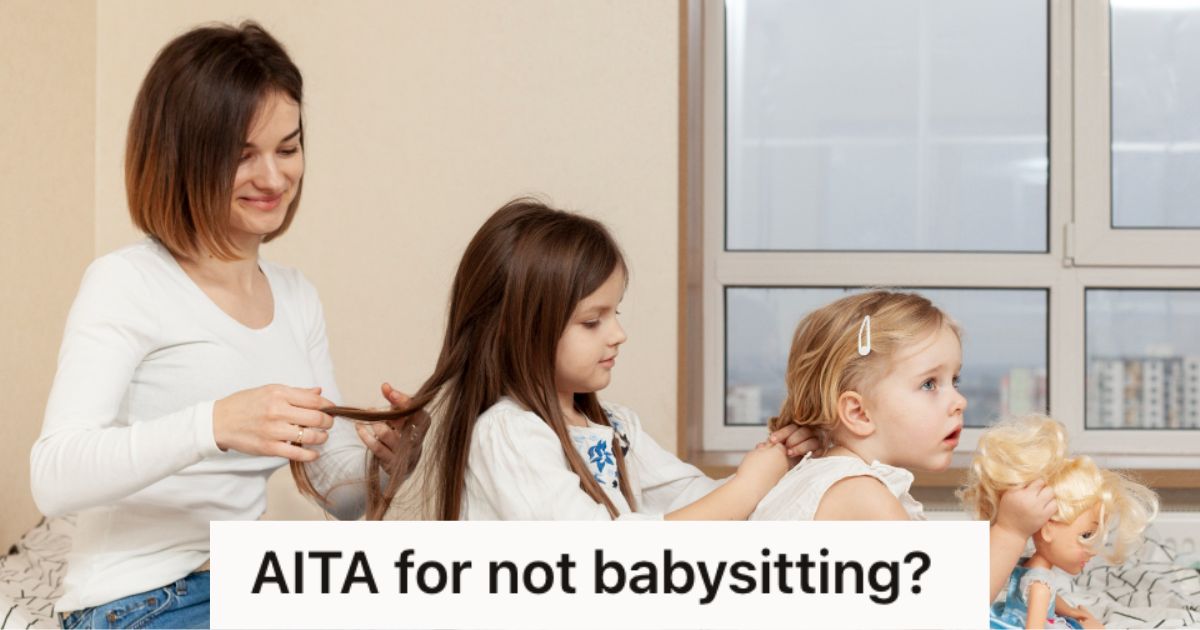 Woman babysitting 2 children