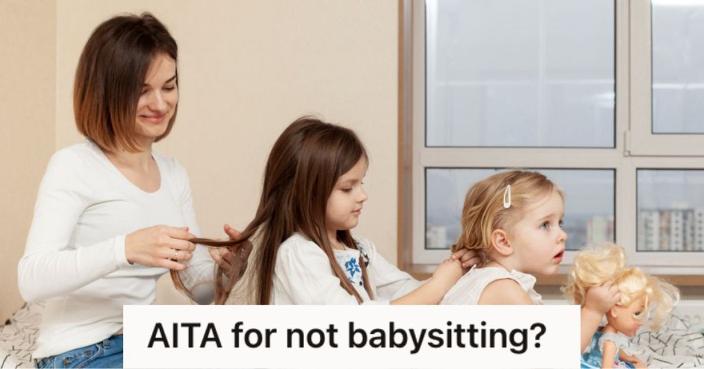 Woman babysitting 2 children