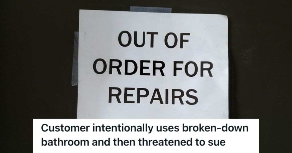 An "Out of Order" sign taped to a door