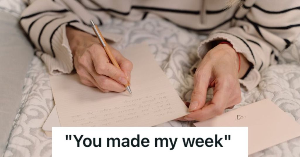 Person making a handwritten letter