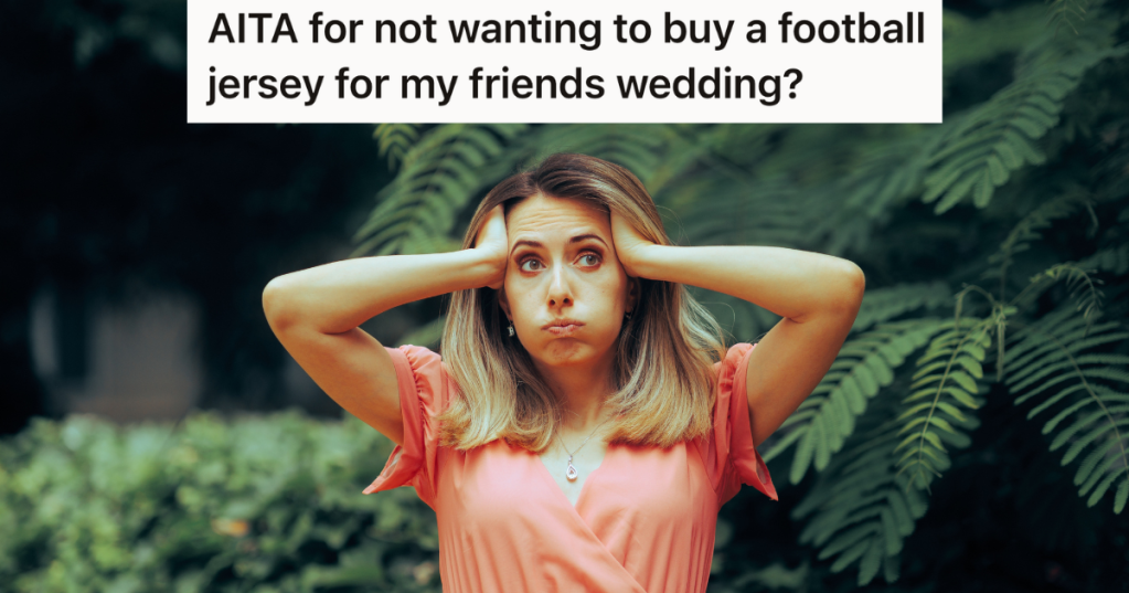 stressed out woman in a peach dress