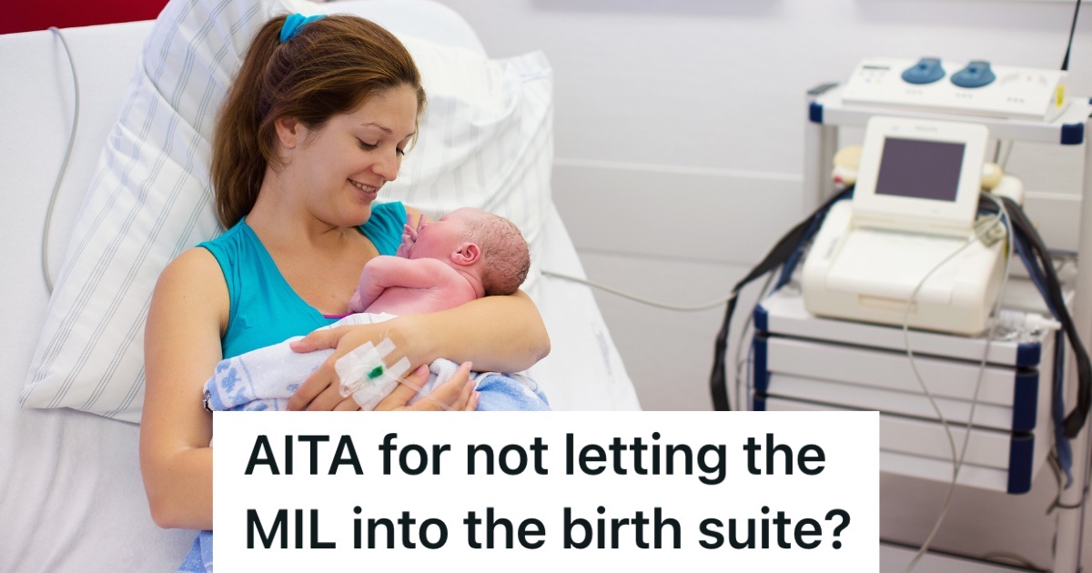 Couple Argues About Whether Or Not To Let The Mother In Law In The Birthing Room, And The Midwife Takes The Wifes Side woman holding newborn baby in the hospital