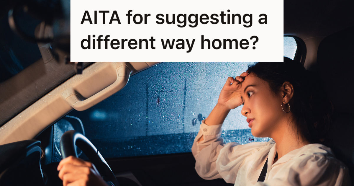 woman driving a car at night