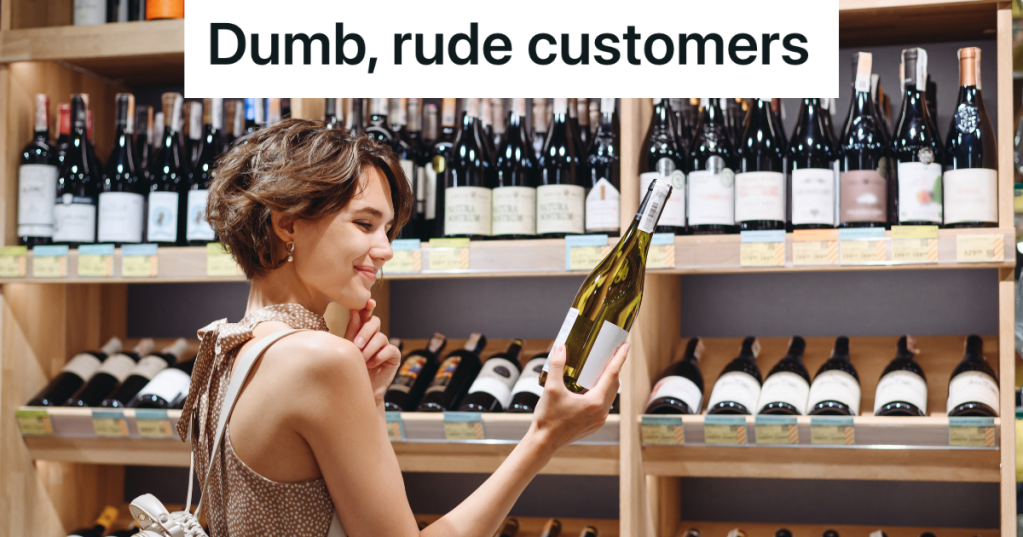 young woman holding a bottle of wine