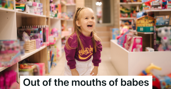 happy little girl in a store
