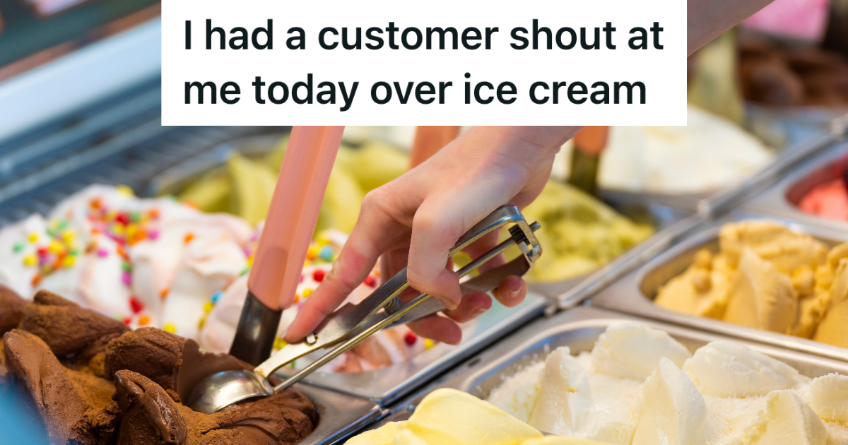 scooping ice-cream in an ice-cream shop