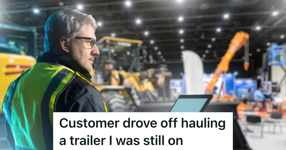 man in reflective vest standing in a room with construction equipment