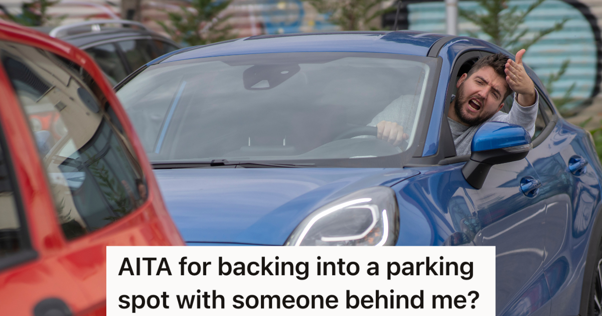 man in blue car yelling at car in front of him