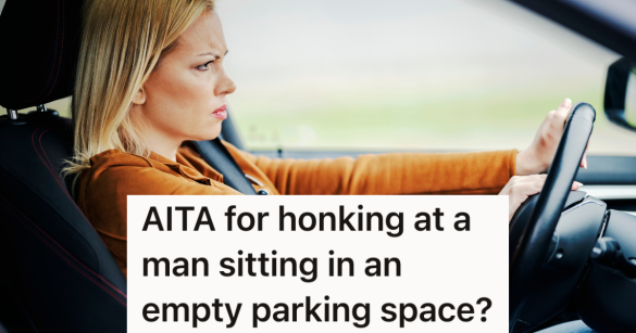 angry woman honking car horn