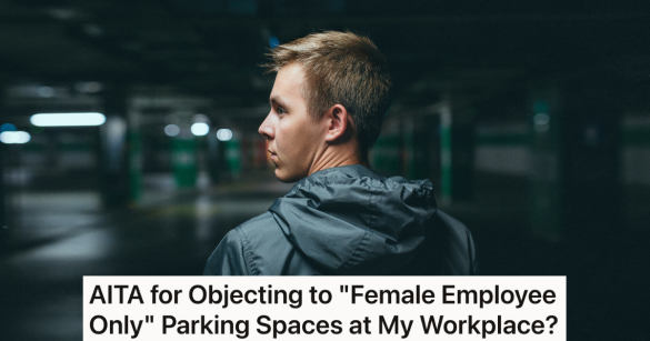 man looking to the side at night in parking lot
