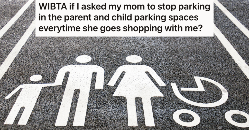 parking spot painted with symbols of child, dad, mom and baby stroller