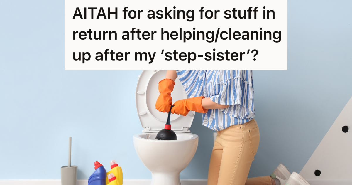 young woman cleaning toilet