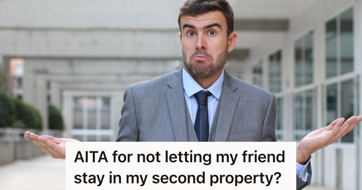 He Recently Bought An Apartment Building, But He Refuses To Let His Homeless Friend Live There For Free man in grey suit shrugging