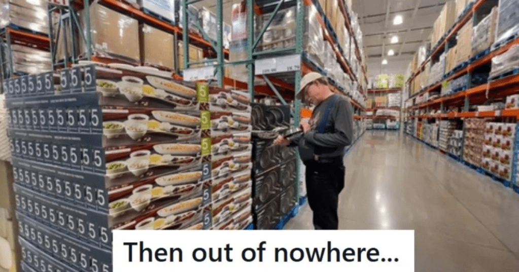 man shopping in large warehouse store