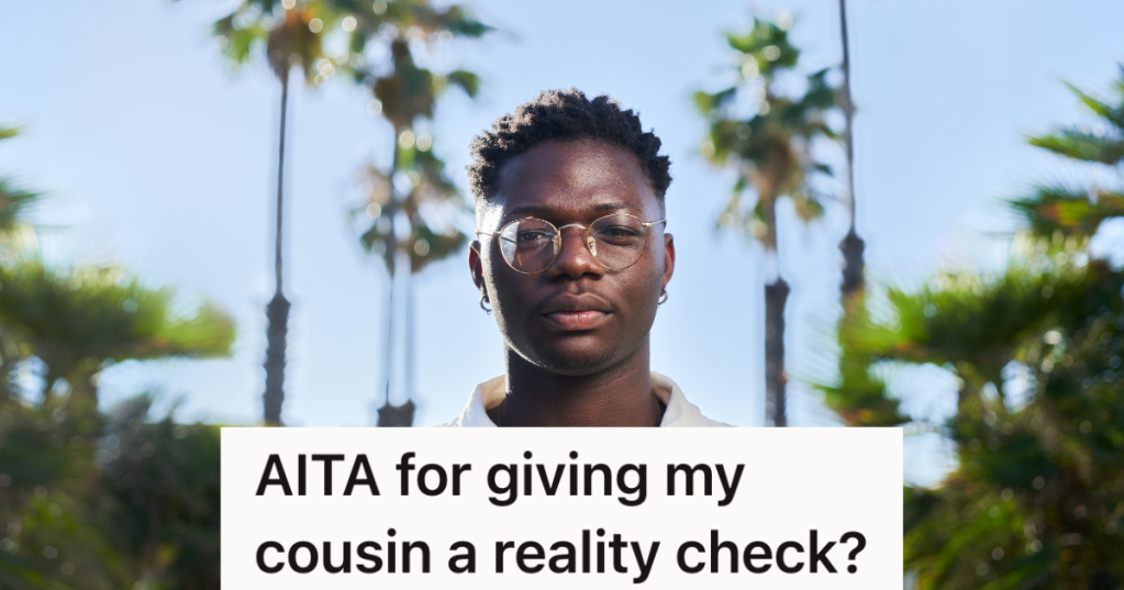 man in glasses with palm trees in the background