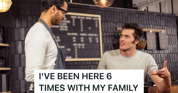 angry man at restaurant talking to waiter