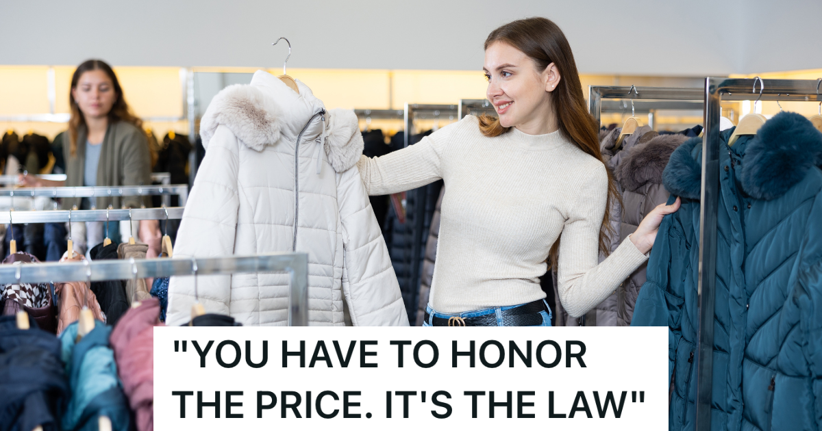 young woman shopping for winter coat