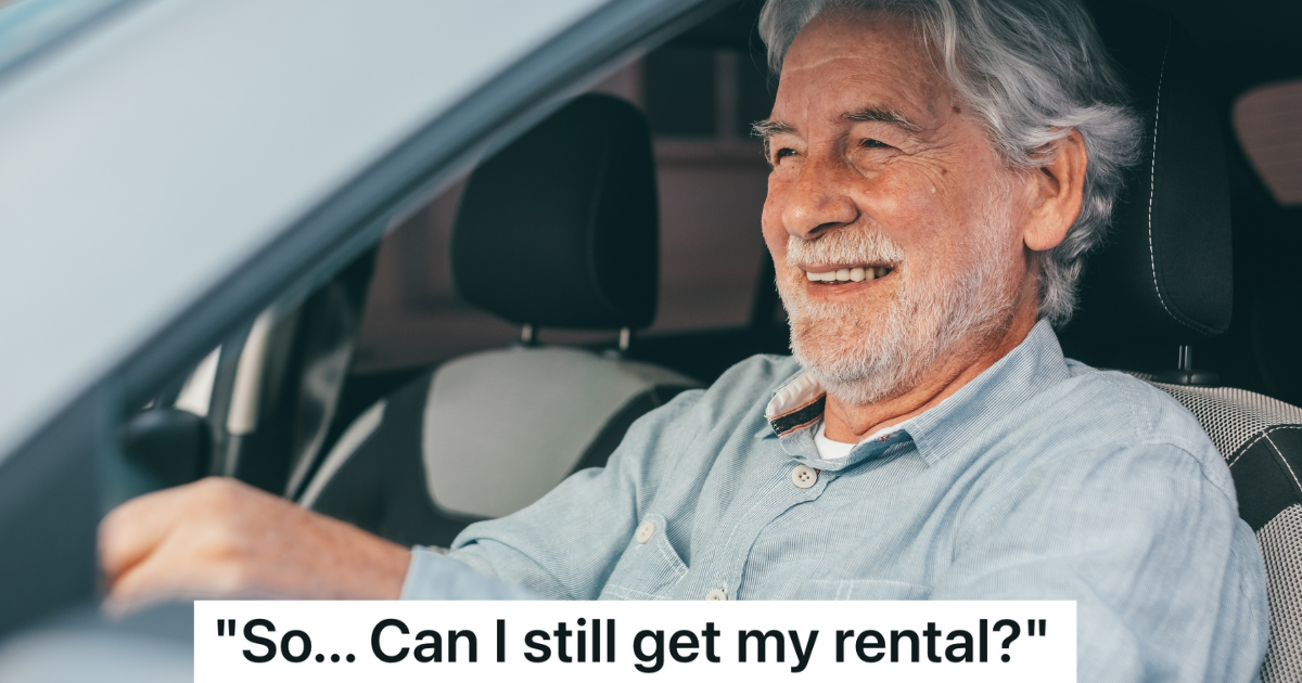 old man in car driver's seat