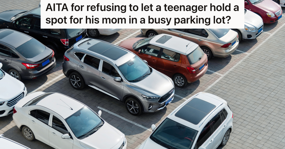 car driving in crowded parking lot