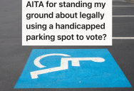Disabled Person Tries To Park In The Handicapped Parking Spot At A Voting Center, But People In Line Were Standing In The Spot