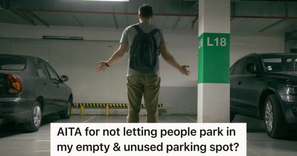 man wearing backpack standing in empty parking spot