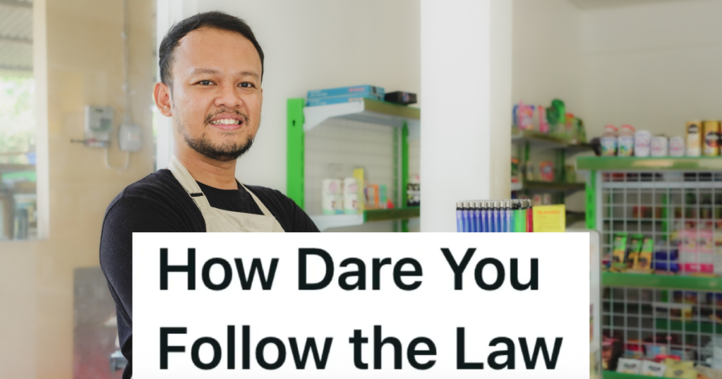 smiling male convenience store employee