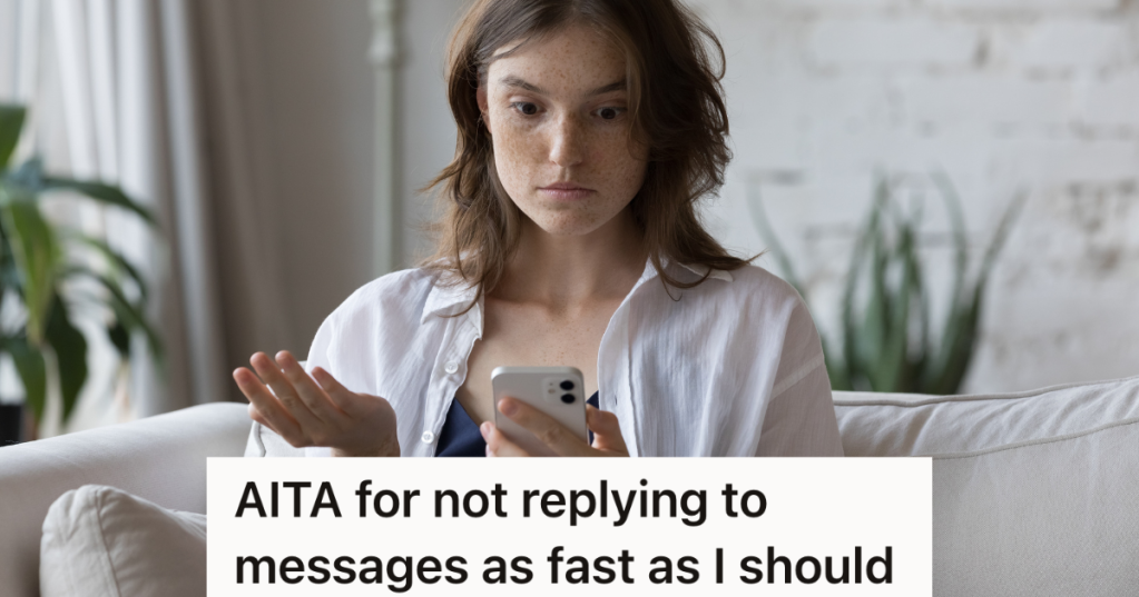 annoyed woman looking at her phone