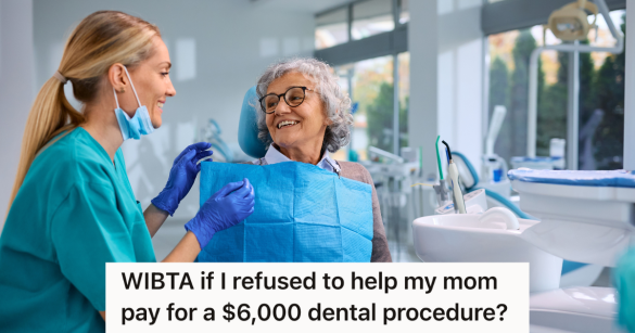 older woman talking to dentist